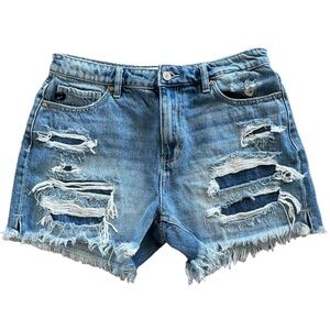 Kancan Ella High Rise Fray Hem Mom Shorts Size 9/28